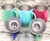 Nuovo bicchiere da vino portauovo con manico Thermos in acciaio inossidabile a doppia parete senza stelo con boccali da birra da viaggio verniciati a polvere