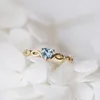 Anneaux de mariage simple petite bague en forme de coeur frais européenne et américaine mer bleue topaze dames fiançailles cadeau de la Saint-Valentin cadeau de mariage Ed