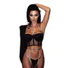 Aduloty Moda Kadınlar Erotik iç çamaşırı mesh See-Through Sexy Lingerie Breire Sling Yastıklı Sütyen Jartiyer Panty Set 220513