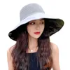ワイドブリムハットサマーキャップ女性帽子ソリッドラウンドシェイプホロウアウト日焼け止め耐火大きな柔らかい材料キャップワイドオリブ22