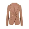 luxury Designer High quality CLASSIC European American Slim Double Breasted Women's Blazer OL Solid Color Quality Suit Jacket F073