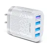 EU/US/UK PLUG USB CHARGE 3A QUIK Зарядное устройство для мобильного телефона для iPhone 13 Samsung Xiaomi 4 Port 48W Fast Wall Chargers