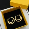 Women Hoop Gold Earrings Fashion Luxury F Jewelry Womens Ear Studs Laides Party Wedding Orecchino Boucles D'oreilles Silver Hoops Earring