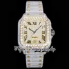 TWF V3 GA0007 Paved Diamonds ETA A2824 Automatic Mens Watch Fully Iced Out Diamond Roman Rose Gold Dial Quick Switch Steel Bracelet Super Edition eternity Watches