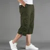 Long Length Cargo Shorts Men Summer Casual Cotton Multi Pockets Breeches Cropped Trousers Military Camouflage 5XL 220621