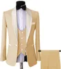 Trajes para hombre, Blazers para hombre, esmoquin para novio de boda azul cielo de verano, chaqueta Formal de 3 piezas, pantalones, chaleco, cuello chal para hombre