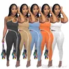 2022 Designer Womens Summer Tracksuits Sleeveless Line Fashion Sexy Two Piece Pants Set