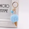 Porte-clés pendentif crème glacée en fausse fourrure, mignon dessin animé, sacs en peluche, cône suspendu, porte-clés de voiture, pompon, cadeau créatif
