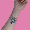 Bracelets de charme 1Pairs Kpop Blue Butterfly Bracelet Street Style Chain para casal para homens de joalheria de joalheria Lars22