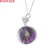 Trendy Natural Stone Pink Crystal Safety Button Necklace Pendant Donut Charm Jewelry BO977