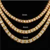 Hiphop 18k Gold Iced Out Diamond Chain Necklace CZ Tennis Necklace For Men And Women210S
