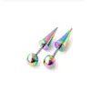 Stud Women Men Round Ball Spike Cone Tip Titanium Steel Screw Back Pierced Stud Earrings Punk Gothic Jewelry Gifts GC1345