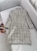 Sukienki swobodne jesienne zimowe tweed dla kobiet francuski vintage kołnierzyka damski spódnica A-line 2022 mody RobecasualCasual