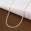 1st 1mm 925 Silver Box Chain Fine Necklace For Woman Teen Girl Fashion Accessories Diy Wedding Jewelry Gift 16 - 24 Inch 925 Hummer Clasps Tag