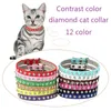 Colliers pour chats créatifs Collier pour chats en diamant Fournitures pour animaux de compagnie Collier pour animaux de compagnie en cuir contrasté T9I002042