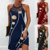 Seksowna mini sukienka Kobiety moda drukowana kantar pusta bez rękawów elegancka boho żeńska impreza plażowa vestidos 220630