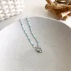 Kristallperlen Halskette für Frauen süße Keramik Schmetterling Anhänger Kragen Halsketten Ketten Perlen Halskette Schmuck
