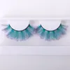 Colored Lashes Gradient Green Blue Red False Eyelashes Dramatic Cosplay Party Faux Mink Color Eye Lash Make Up Tools