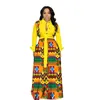 Casual Kleider Sommer Langarm Maxi Kleid Afrikanische Damen Bazin Print Vintage Plus Größe 3XL Bodenlangen Frauen Party