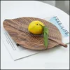 Kitchen Storage Organization Walnut Leaf Wood Pan Plate Fruit Dishes Saucer Tea Tray Dessert Dinner Bread Pattern Trays Drop Delivery 2021