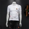 2024 Italië Heren Designer Poloshirts Man High Street Borduren Kousenband Slangen Kleine Bij Afdrukken Luxe Top Kwaliteit Katoen Kleding Tees S-4XL