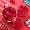 Китайский стиль красная рука полотенце вышивка Lucky Lion Кухня Chenille Vinging Apressment Hands Потенца