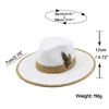 Feather Fedoras White Fall Fascinator Hat For Women Fashionable Flat Brim Lady Church Hats Party Felted Jazz Cap Chapeu Feminino7525607