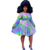 Plus Size Dresses 5xl Dress For Wmoen Long Sleeve 3XL 4XL Mini Tie Dye Party Bodycon Oversized Vestidos Robe Femme Chic