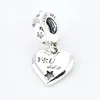 Félicitations Coeur Étoiles Dangle Charm 925 Argent Pandora Charms pour Bracelets DIY Kits de Fabrication de Bijoux Perles Lâches Argent en gros 799323C01
