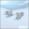 Stud Earrings Jewelry 100% Princess Cut Ear Studs Solid Sier Vvs Diamond Earring For Women Men Wedding 220115 Drop Delivery 2021 Bqiw0