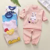 Kinder Jungen Mädchen Pyjama Sets Cartoon Print Langarm Nette T-shirt Tops mit Hosen Kleinkind Baby Schlafen Kleidung 220715