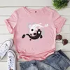 JCGO Fashion Summer T Shirt Women 100% Cotton Fishes Print Versatile S-5XL TShirts O-Neck Short Sleeve Vintage Casual Tee Tops 220511