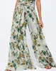 Wide Leg Pants Lace Up Trousers Maternity Bottoms Floral Flowers Plaid Fitness Yoga Flared Pant Lady Casual Loose Long Trouser 21 Colors