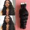 12A bande bouclée droite dans les extensions de cheveux humains 1430 pouces trame de peau sans couture couleur naturelle bande non remy sur 50g20pcspack6082070