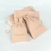 Персонализированные печатные украшения из микроволокна маленькие подарочные пакеты для упаковки шнурки для ожерелья для ожерелья свадебные блюда конфеты. Сумка 220608