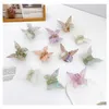 Hair Clips Barrettes Fashion Jewelry Colorf Butterfly Hairpin For Women Girls Bobby Pin Acetic Acid Barrette Back Head Grab Headdr Dhcvb