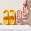 Summer Women Men's Slippers Indoor Bath Thick Platform Non-slip Home Honey Letter Cartoon Flip Flops Beach Sandals Ladies Shoes 220622