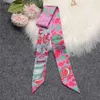 Luxury Female Knight Owl Brand Scarf Design Women 100 Silk Fashion Headwear Skinny Bag Hair Scarves