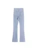 High-waisted Split Heart-decorated Jeans Women's Summer New Design Elastic Slimming Bell-bottoms Nine-point Denim Pants Female T220728