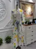 Casual Dresses Junlinna Mode Designer Kvinnor Runway Dress Lace Paktchwork Hollow Out Tryckt Vestidos Sashes Spring Sliming