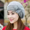 Зимние рождественские супер теплые шляпы для женщин для женщин Берет Кролик Реал Мех Случайные кепки мода Allmatch Берец Стюардесс Шляпы J220722