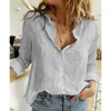 Camicette da donna Camicie Donna Fashion Lady Button Up Donna Top Autunno Camicetta di lino in cotone bianco Casaul Camicia a maniche lunghe con risvolto Donna Loos