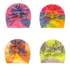 Pasgeboren Meisjes Jongens Turban Hoeden Elastische Zachte Leuke Tie Dye Cap India's Hat Mode Baby Muts met Bowknot Kids Cap Pozy Props Gift