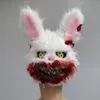 1 stcs Halloween Mask Witte konijn Konijn Bloemse griezelige horror moordenaar Masque enge volwassen kledingkostuums Face S 220715