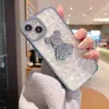 New style Electroplated transparent Diamonds lines phone cases for iPhone 13promax 12 11 7P with bear Cover Case4006422