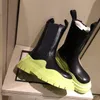 2021 Kadın Kaliteli Chelsea Bot Buzağı Buzağı Deri Pull-On Boot Dalgalı Lastikler Tek Kalınlık 5.5 Cm Kauçuk Yuvarlak Toe Platform Trend Martin Seçim Boyutu 35-41