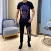 New summer skull men s sportswear moda strass best seller 100 cotton set 2 pezzi set LJ201124