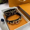 Topp män kvinnor charma armband guld läder manschett armband modedesigner smycken armband wiess of love louiselies vittonlies