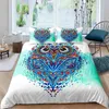Watercolor Owl Duvet Cover Multicolor Wild Animals Comforter Bohemian Abstract Birds Bedding Set Twin King for Kids Adults