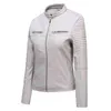 Moda Kobiety ze skórzaną kurtkę rowerową Solidny kolor Slim Ladies Płaszcze Casual Motorcycle Handwear L220801